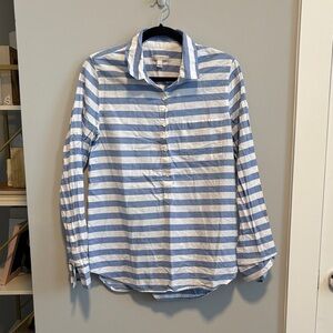 J. Crew Light Blue and White Striped Button Down Shirt